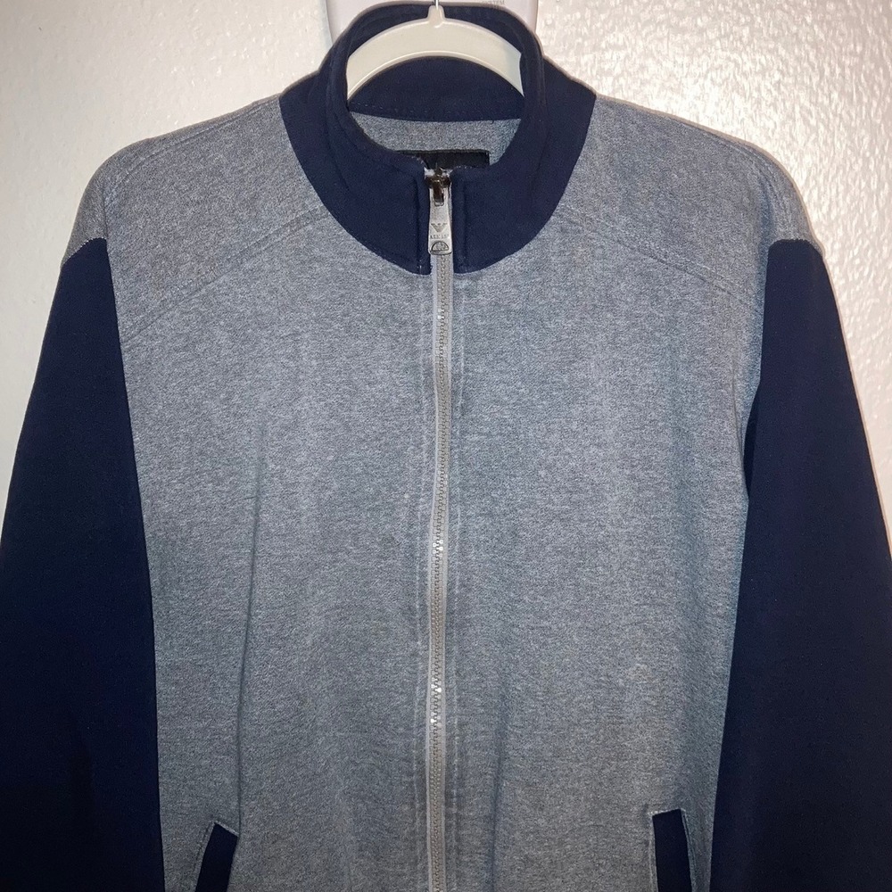 Armani Exchange Jacket Mens 2XL Grey Navy Full Zip Mock Neck Luxury Designer - Picture 3 of 8